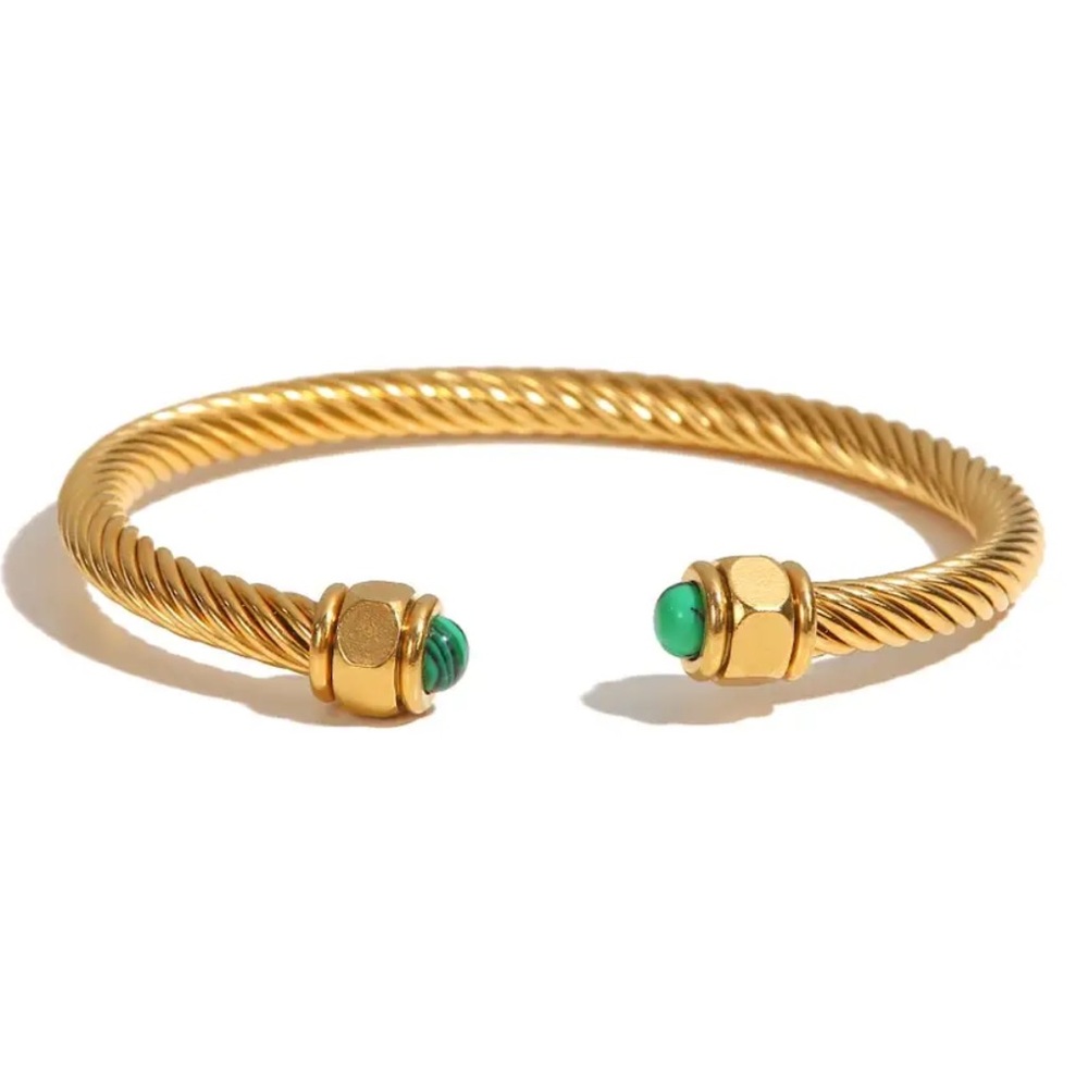 Stainless Steel Natural Stone Gold Bracelet